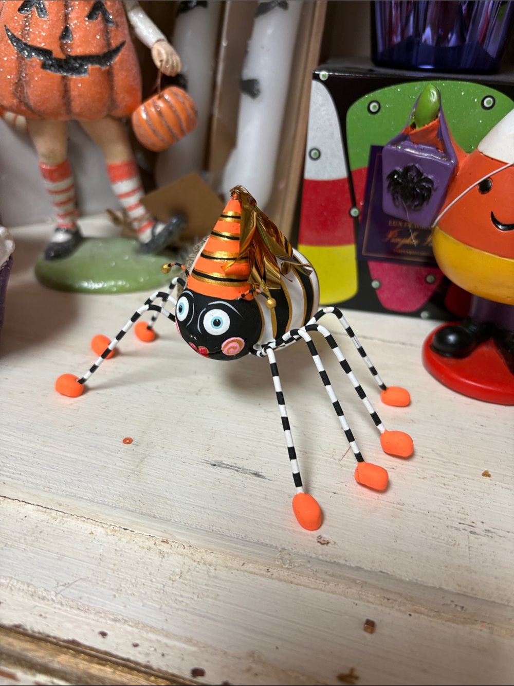 Whimsical Halloween Spider Ornament in Black & Orange by Glitterville